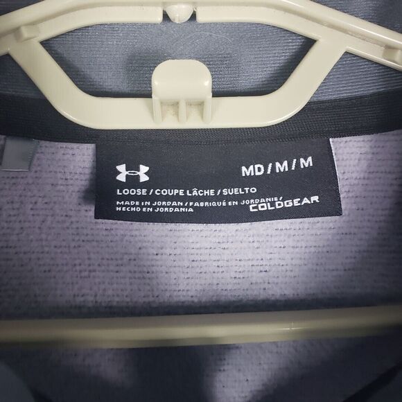 Under Armour Men's Pullover Shirt Medium Quarter Zip Gray Fleece Long Sleeves - Picture 5 of 8